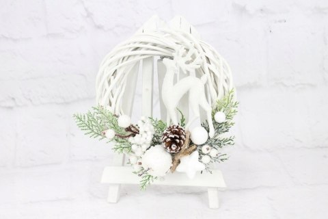 Wianek świąteczny biały RENIFER dekoracja na drzwi