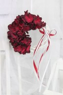 Wianek kwiatowy hortensja BORDO stroik stylowy M