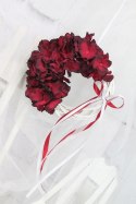 Wianek kwiatowy hortensja BORDO stroik stylowy M