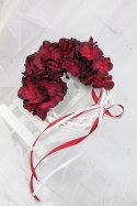 Wianek kwiatowy hortensja BORDO stroik stylowy M