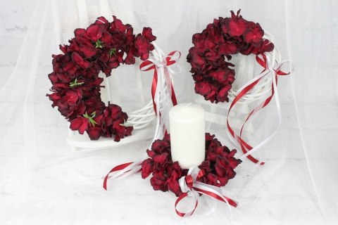 Wianek kwiatowy hortensja BORDO stroik stylowy M Wianek kwiatowy hortensja BORDO stroik stylowy M