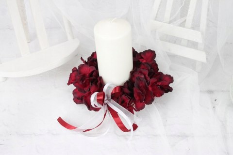 Wianek kwiatowy hortensja BORDO stroik stylowy S Wianek kwiatowy hortensja BORDO stroik stylowy S