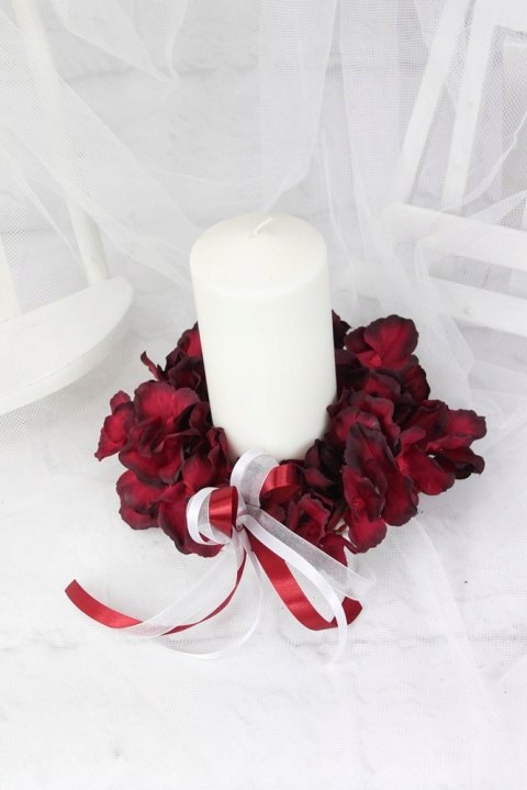 Wianek kwiatowy hortensja BORDO stroik stylowy S Wianek kwiatowy hortensja BORDO stroik stylowy S