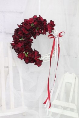 Wianek kwiatowy hortensja BORDO stroik stylowy dom