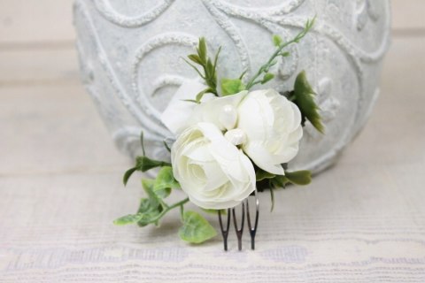 Grzebyk do włosów mały piwonia KREMOWY styl ślub Grzebyk do włosów mały piwonia KREMOWY styl ślub