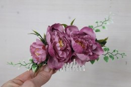 Grzebyk do włosów peonia BRUDNY RÓŻ kok ślub STYL