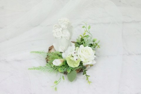 Stroik kompozycja na grób wiązanka ANIOŁEK plaster drewna