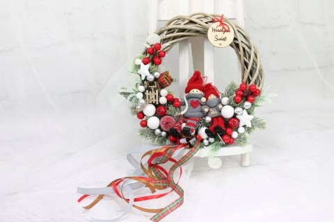 Wianek świąteczny wieniec stroik na drzwi ozdoba domu