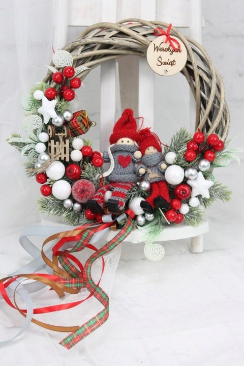 Wianek świąteczny wieniec stroik na drzwi ozdoba domu