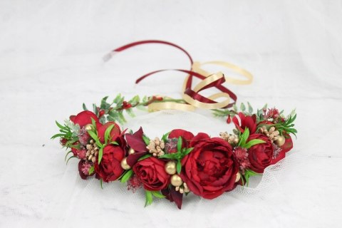 Wianek świąteczny zimowy do włosów opaska sesja