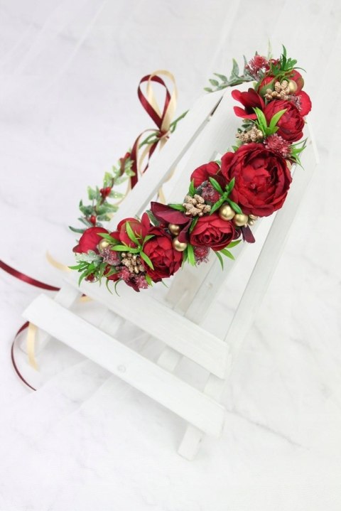 Wianek świąteczny zimowy do włosów opaska sesja