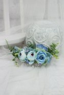 Grzebyk do włosów peonia róża NIEBIESKI ślub boho