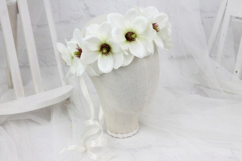 Wianek na głowę DUŻY magnolia KREMOWY sesja ślub Wianek na głowę DUŻY magnolia KREMOWY sesja ślub