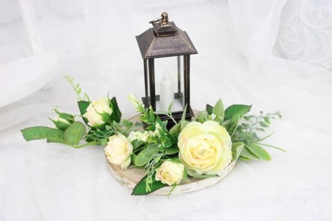 Stroik kompozycja na grób kolumbarium mały LAMPION plaster drewna Stroik kompozycja na grób kolumbarium mały LAMPION plaster drewna