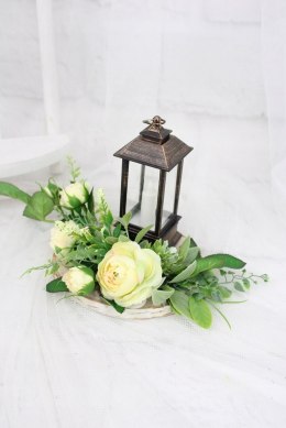 Stroik kompozycja na grób kolumbarium mały LAMPION plaster drewna