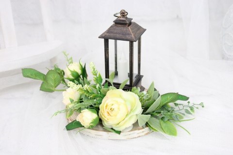Stroik kompozycja na grób kolumbarium mały LAMPION plaster drewna Stroik kompozycja na grób kolumbarium mały LAMPION plaster drewna