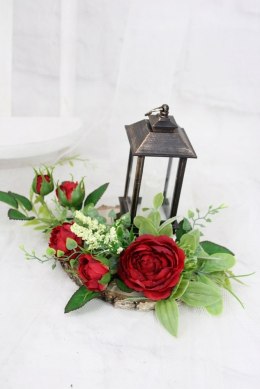 Stroik kompozycja na grób kolumbarium mały LAMPION plaster drewna