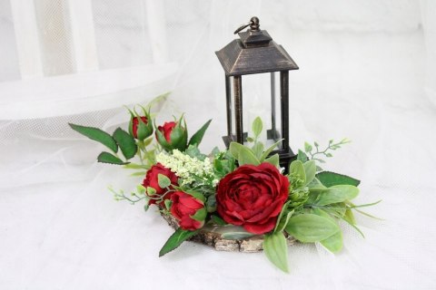 Stroik kompozycja na grób kolumbarium mały LAMPION plaster drewna Stroik kompozycja na grób kolumbarium mały LAMPION plaster drewna