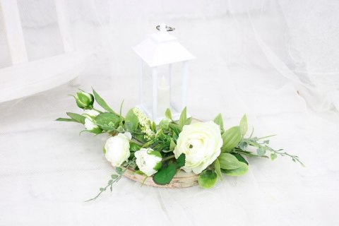 Stroik kompozycja na grób kolumbarium mały LAMPION plaster drewna Stroik kompozycja na grób kolumbarium mały LAMPION plaster drewna