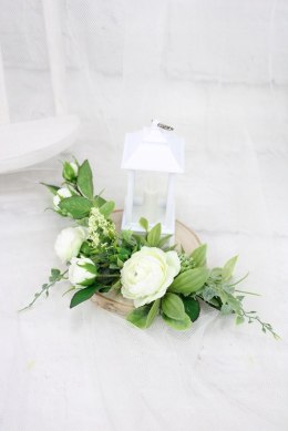 Stroik kompozycja na grób kolumbarium mały LAMPION plaster drewna