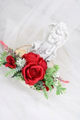 Stroik kompozycja na grób wiązanka ANIOŁEK plaster drewna