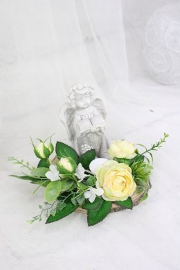 Stroik kompozycja na grób wiązanka ANIOŁEK plaster drewna