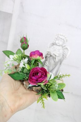 Stroik kompozycja na grób wiązanka ANIOŁEK plaster drewna
