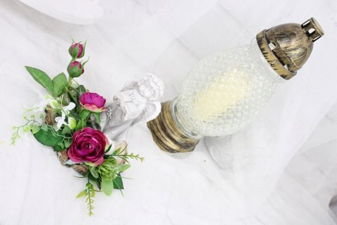 Stroik kompozycja na grób wiązanka ANIOŁEK plaster drewna