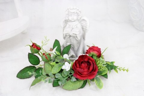 Stroik kompozycja na grób wiązanka ANIOŁEK plaster drewna