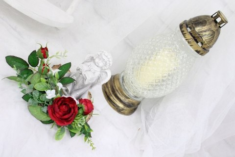 Stroik kompozycja na grób wiązanka ANIOŁEK plaster drewna