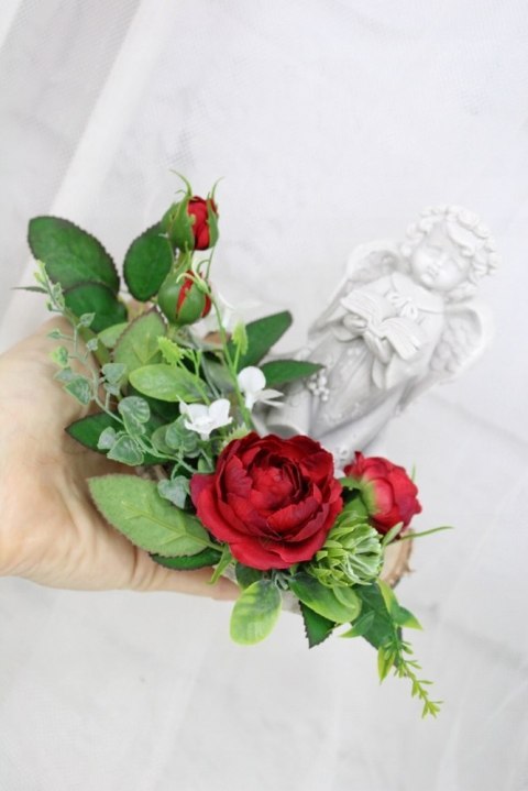 Stroik kompozycja na grób wiązanka ANIOŁEK plaster drewna