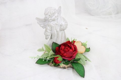 Stroik kompozycja na grób wiązanka ANIOŁEK plaster drewna Stroik kompozycja na grób wiązanka ANIOŁEK plaster drewna