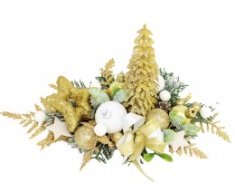 Kompozycja stroik świąteczny na stół złoty ozdoba domu choinka