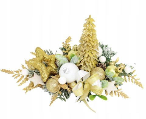 Kompozycja stroik świąteczny na stół złoty ozdoba domu choinka