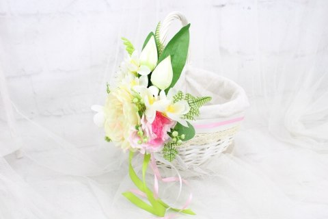 Ozdoba dekoracja na koszyk wielkanocny tulipany kokarda RÓŻOWA Ozdoba dekoracja na koszyk wielkanocny tulipany kokarda RÓŻOWA
