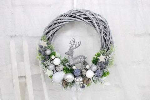 Wianek świąteczny na drzwi wieniec stroik dekoracja renifer