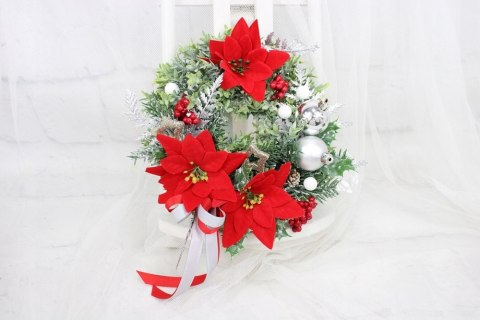 Wianek świąteczny na znicz stroik na grób gwiazda betlejemska