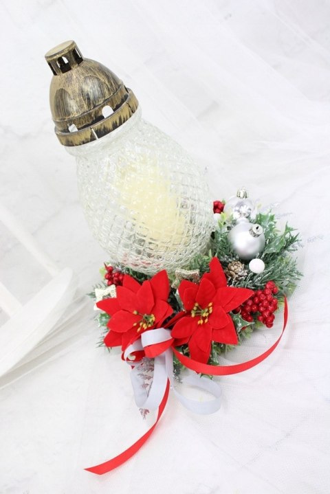 Wianek świąteczny na znicz stroik na grób gwiazda betlejemska