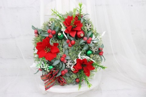 Wianek świąteczny pod znicz stroik na grób gwiazda betlejemska