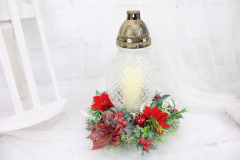 Wianek świąteczny pod znicz stroik na grób gwiazda betlejemska