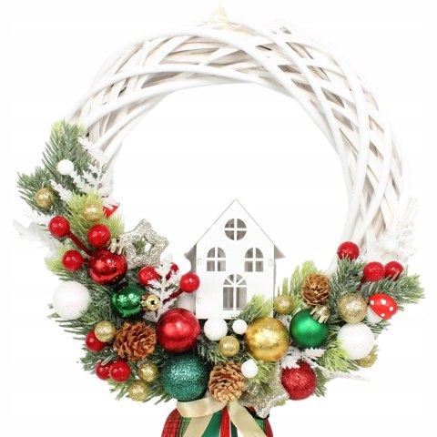 Wianek świąteczny wieniec stroik na drzwi DOMEK