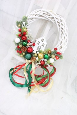 Wianek świąteczny wieniec stroik na drzwi DOMEK