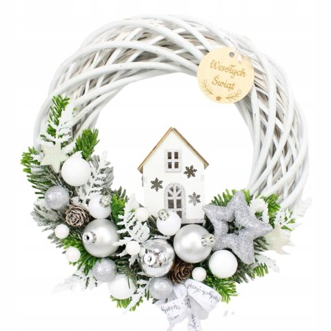 Wianek świąteczny wieniec stroik na drzwi dekoracja DOMEK