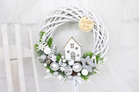 Wianek świąteczny wieniec stroik na drzwi dekoracja DOMEK