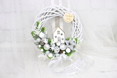 Wianek świąteczny wieniec stroik na drzwi dekoracja DOMEK
