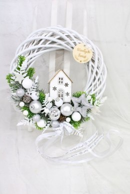 Wianek świąteczny wieniec stroik na drzwi dekoracja DOMEK