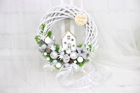 Wianek świąteczny wieniec stroik na drzwi dekoracja DOMEK