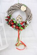 Wianek świąteczny wieniec stroik na drzwi dekoracja DOMEK