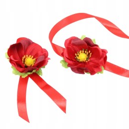 Kotylion na rękę maki lub przypinka do butonierki mak czerwony