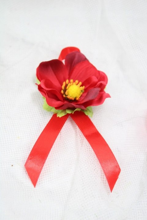Kotylion na rękę maki lub przypinka do butonierki mak czerwony
